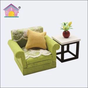 Miniatuur eenpersoons poppenhuismeubilair