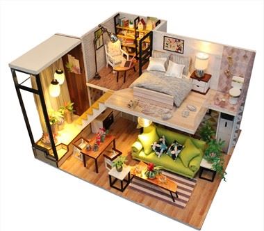 M030 Middelgroot doe-het-zelf miniatuurpoppenhuis