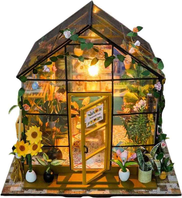BSCI Certificate PC2306 Sunshine Flower House Wooden Miniature Models DIY Doll House Kit Wholesale Dollhouse Miniature